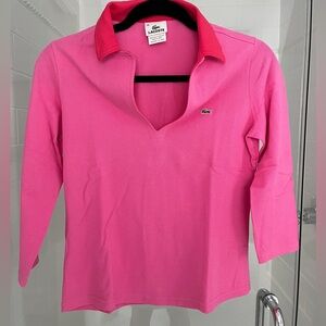 Lacoste Pink Three Quarter Length Polo